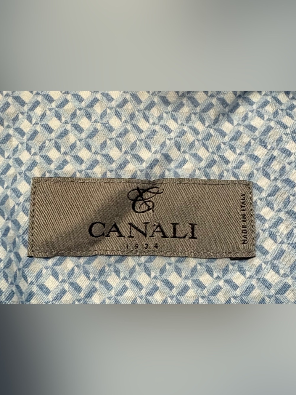 Canali 1934 Men’s XXL Blue Geometric Cotton Luxury Shirt Made Italy tailored - Picture 9 of 16
